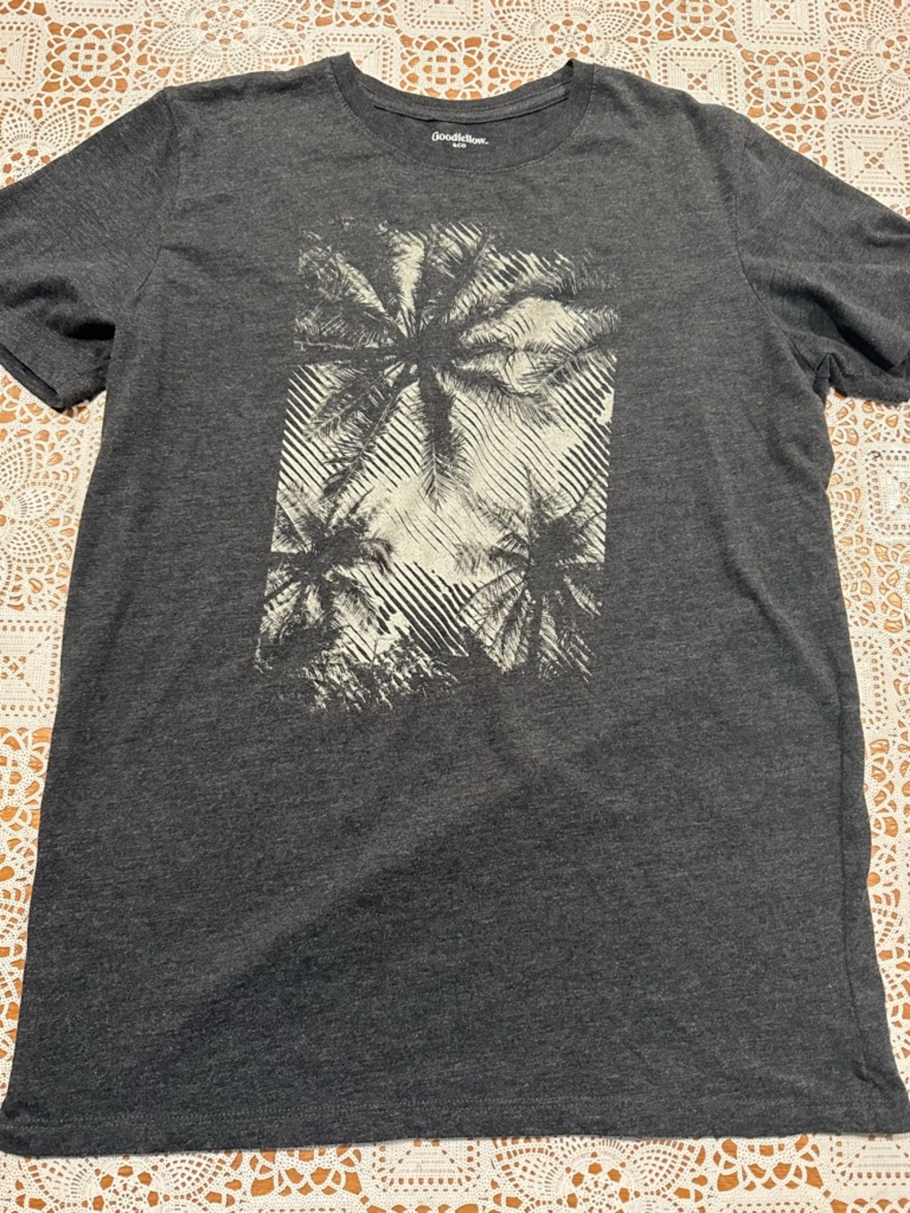 Goodfellow & Co Charcoal Palm Graphic Short Sleeve Tee
